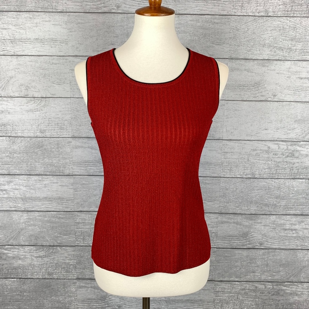 Misook Sleeveless Scoop Neck Red Tank Petite Small